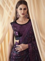 Deep Wine Shimmer Georgette Silk Saree